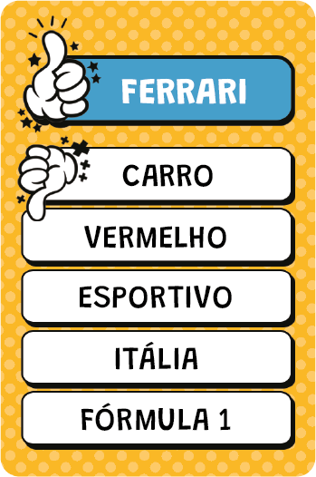 Carta Ferrari: não pode dizer carro, vermelho, esportivo, Itália ou Fórmula 1